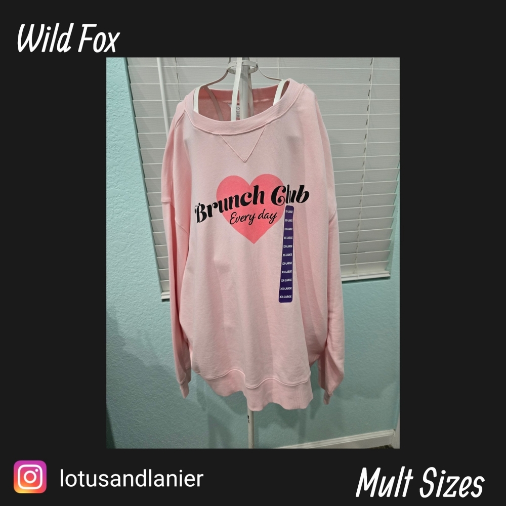 Wildfox "Brunch Club Everyday" Graphic Crew Neck Sz XS, XL, and XXL